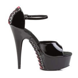 Pleaser Sandales DELIGHT-660FH Noir Rouge EU-41/US-11