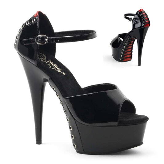Pleaser Sandales DELIGHT-660FH Noir Rouge EU-36/US-6