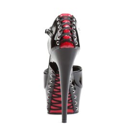 Pleaser Sandales DELIGHT-660FH Noir Rouge EU-36/US-6