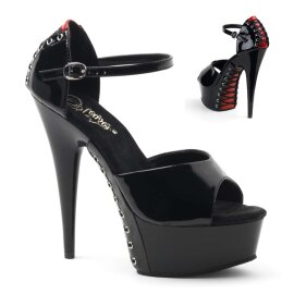 Pleaser Sandales DELIGHT-660FH Noir Rouge EU-39/US-9