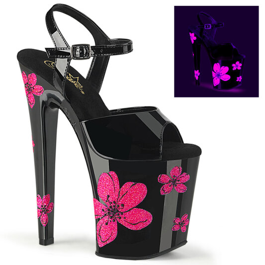 Pleaser XTREME-809HB Sandales à plateforme Revêtement laqué Néon Noir EU-38 / US-8