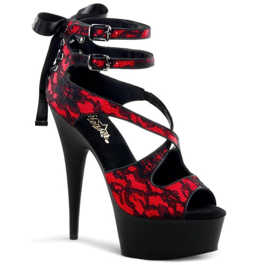 Pleaser Sandales DELIGHT-678LC Rouge Noir EU-37/US-7