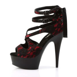 Pleaser Sandales DELIGHT-678LC Rouge Noir EU-39/US-9
