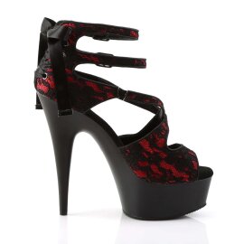 Pleaser Sandales DELIGHT-678LC Rouge Noir EU-39/US-9
