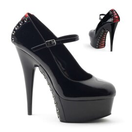 Pleaser Sandales DELIGHT-687FH Noir Rouge EU-37/US-7