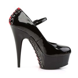 Pleaser Sandales DELIGHT-687FH Noir Rouge EU-38/US-8