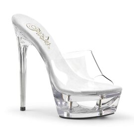 Pleaser Mules ECLIPSE-601 Transparent Argent EU-41/US-11