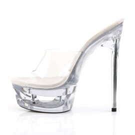 Pleaser Mules ECLIPSE-601 Transparent Argent EU-41/US-11