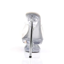 Pleaser Mules ECLIPSE-601 Transparent Argent EU-41/US-11