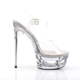 Pleaser Sandales ECLIPSE-608 Transparent Argent EU-35/US-5