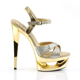 Pleaser Sandales ECLIPSE-619G Or Multi Paillettes Chrome EU-35/US-5