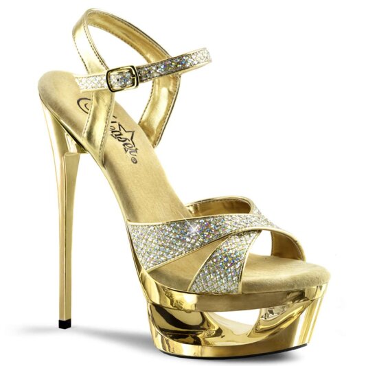 Pleaser Sandales ECLIPSE-619G Or Multi Paillettes Chrome EU-39/US-9