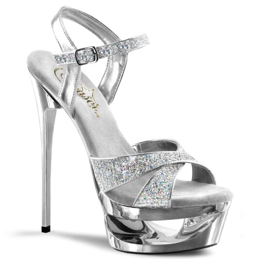 Pleaser Sandales ECLIPSE-619G Argent Multi Paillettes Chrome EU-35/US-5
