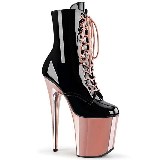 Pleaser Bottines FLAMINGO-1020 Noir Or Rose Chrome EU-35/US-5