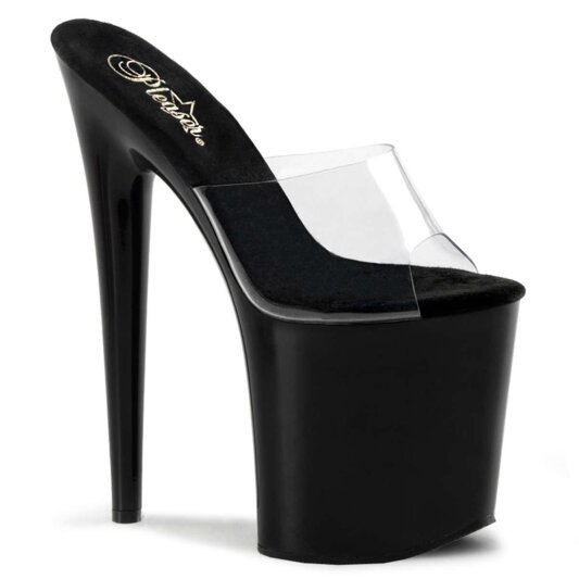 Pleaser Mules FLAMINGO-801 Transparent Noir EU-35/US-5