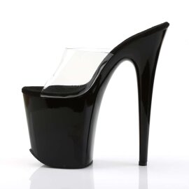 Pleaser Mules FLAMINGO-801 Transparent Noir EU-35/US-5