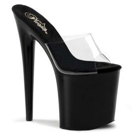Pleaser Mules FLAMINGO-801 Transparent Noir EU-38/US-8