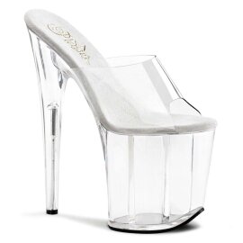 Pleaser Mules FLAMINGO-801 Transparent Argent EU-35/US-5