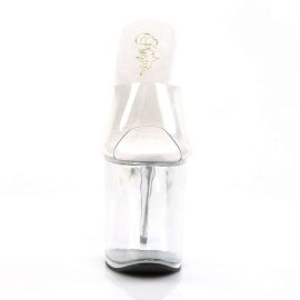 Pleaser Mules FLAMINGO-801 Transparent Argent EU-35/US-5