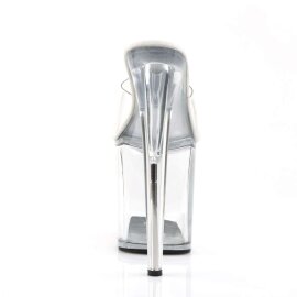 Pleaser Mules FLAMINGO-801 Transparent Argent EU-37/US-7