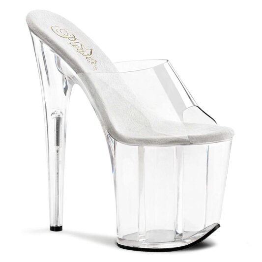 Pleaser Mules FLAMINGO-801 Transparent Argent EU-38/US-8
