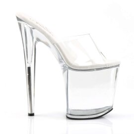 Pleaser Mules FLAMINGO-801 Transparent Argent EU-38/US-8