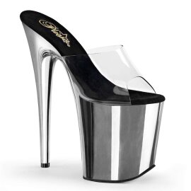 Pleaser Mules FLAMINGO-801 Transparent Argent Chrome...