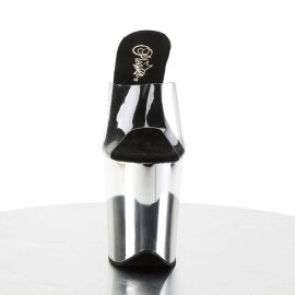 Pleaser Mules FLAMINGO-801 Transparent Argent Chrome...