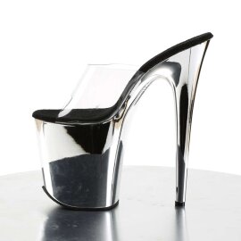 Pleaser Mules FLAMINGO-801 Transparent Argent Chrome EU-38/US-8