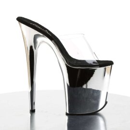 Pleaser Mules FLAMINGO-801 Transparent Argent Chrome EU-38/US-8