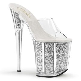 Pleaser Mules FLAMINGO-801G Transparent Argent Multi...
