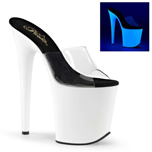 Pleaser Mules FLAMINGO-801UV Transparent Néon Blanc EU-37/US-7