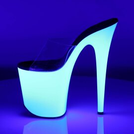 Pleaser Mules FLAMINGO-801UV Transparent Néon Blanc EU-37/US-7