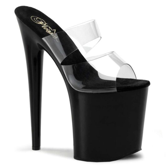 Pleaser Mules FLAMINGO-802 Transparent Noir EU-35/US-5