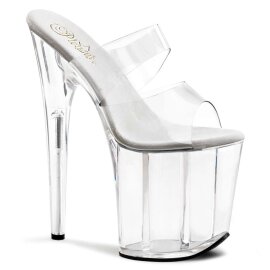 Pleaser Mules FLAMINGO-802 Transparent Argent EU-35/US-5