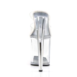 Pleaser Mules FLAMINGO-802 Transparent Argent EU-35/US-5