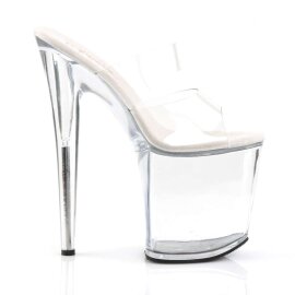 Pleaser Mules FLAMINGO-802 Transparent Argent EU-35/US-5