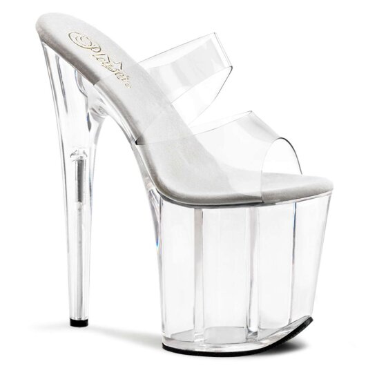 Pleaser Mules FLAMINGO-802 Transparent Argent EU-37/US-7