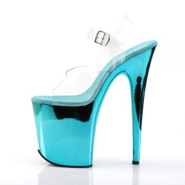 Pleaser Sandales FLAMINGO-808 Transparent Turquoise Chrome EU-35/US-5