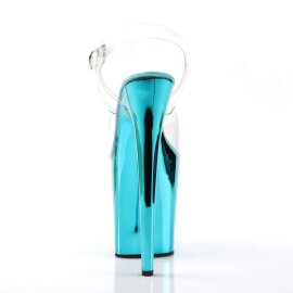 Pleaser Sandales FLAMINGO-808 Transparent Turquoise Chrome EU-35/US-5