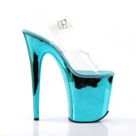 Pleaser Sandales FLAMINGO-808 Transparent Turquoise Chrome EU-35/US-5
