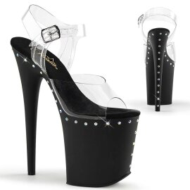 Pleaser Sandales FLAMINGO-808ABLS Transparent Noir Strass...