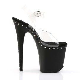 Pleaser Sandales FLAMINGO-808ABLS Transparent Noir Strass EU-41/US-11