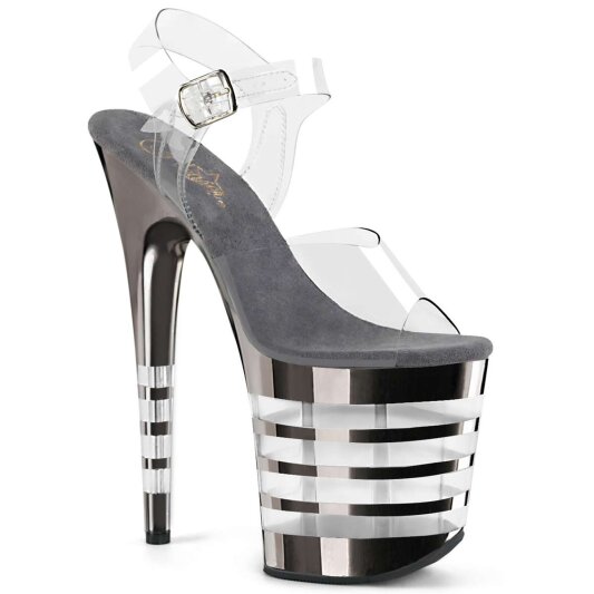 Pleaser Sandales FLAMINGO-808CHLN Transparent Noir Chrome EU-35/US-5