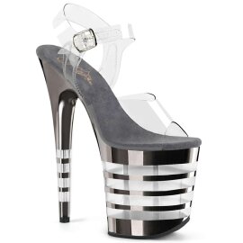 Pleaser Sandales FLAMINGO-808CHLN Transparent Noir Chrome EU-35/US-5