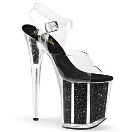 Pleaser Sandales FLAMINGO-808G Transparent Noir EU-38/US-8
