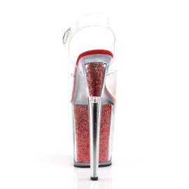 Pleaser Sandales FLAMINGO-808G Transparent Rouge Paillettes EU-35/US-5