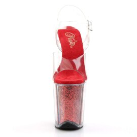 Pleaser Sandales FLAMINGO-808G Transparent Rouge Paillettes EU-37/US-7