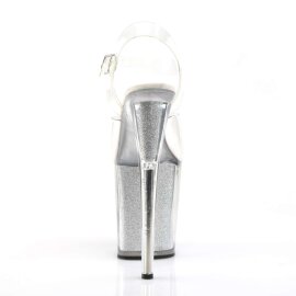 Pleaser Sandales FLAMINGO-808G Transparent Argent Paillettes EU-35/US-5