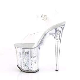 Pleaser Sandales FLAMINGO-808GF Transparent Argent Multi Paillettes EU-35/US-5